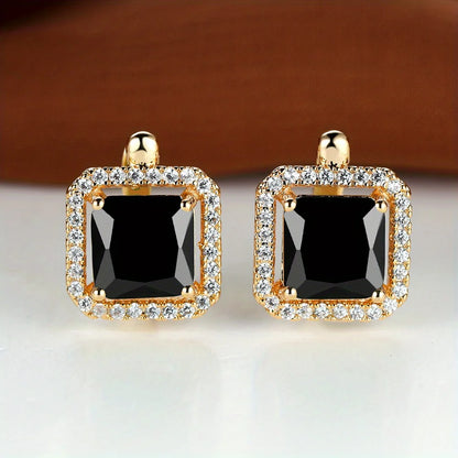 Square Stone Green Zircon Hoop Earrings Cute Female Crystal Birthstone Earrings Boho Gold Color Small Earrings For Women Jewelry