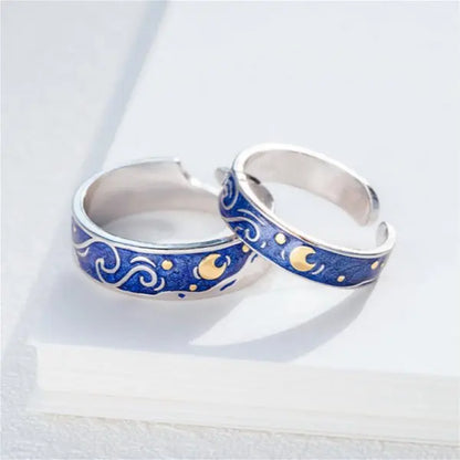 2Pcs/sets Love Heart Matching Couple Rings for Women Men