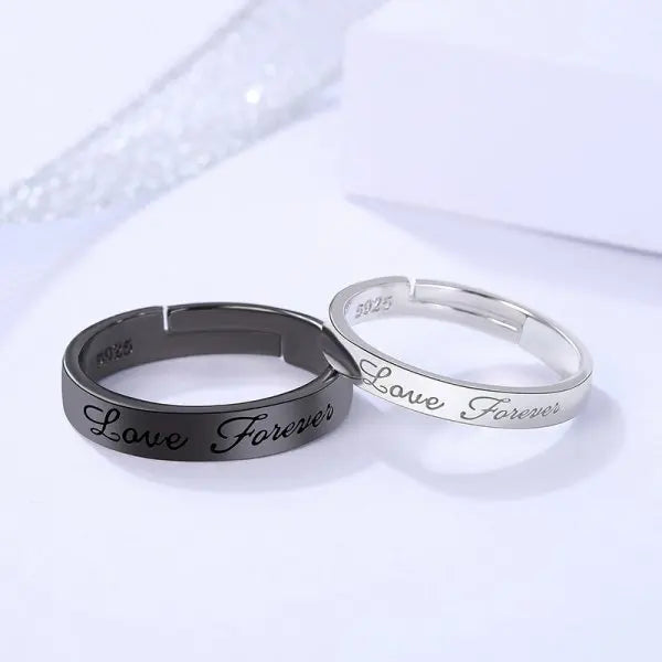 2Pcs/sets Love Heart Matching Couple Rings for Women Men