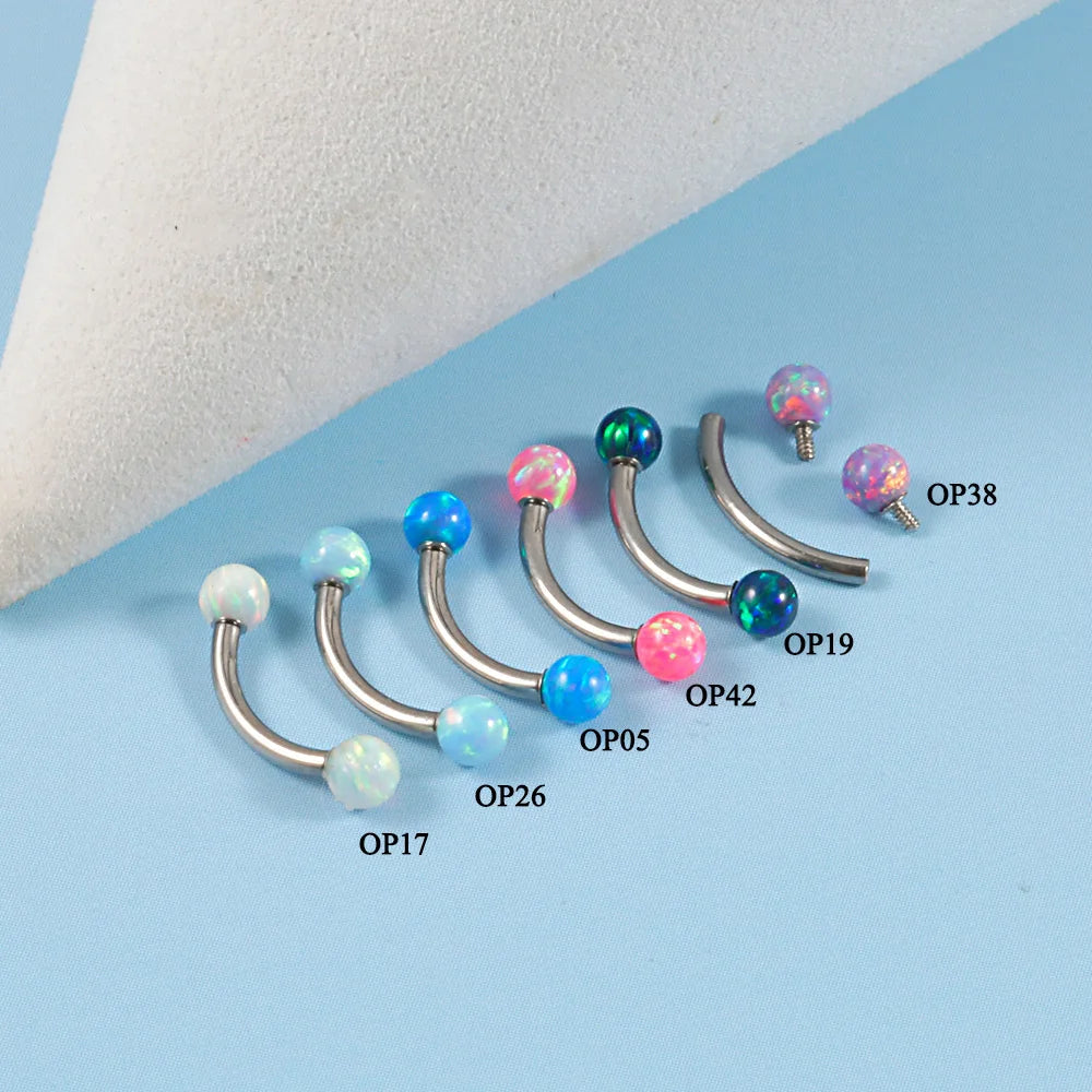 1PC G23 Titanium Opal Eyebrow Studs Piercing