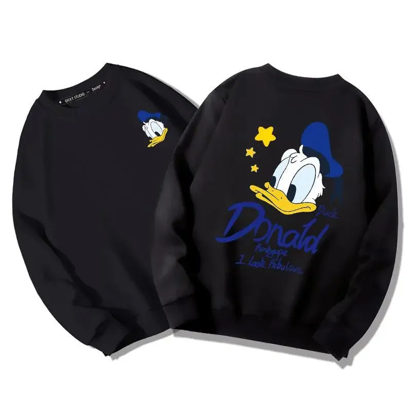 Disneyland Top Cartoon Donald Duck Round Neck Sweatshirt Autumn and Winter New Couple Top Loose Coat