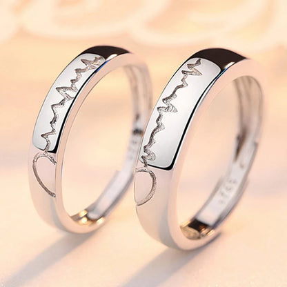 2Pcs/sets Love Heart Matching Couple Rings for Women Men