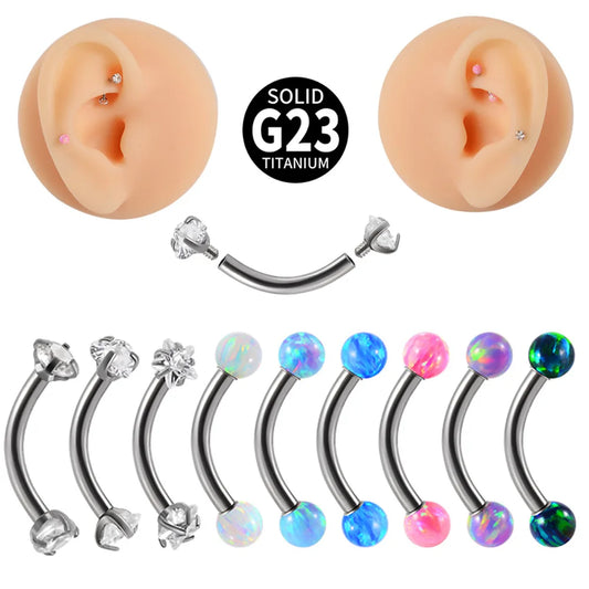 1PC G23 Titanium Opal Eyebrow Studs Piercing