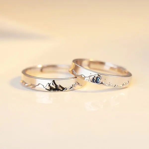 2Pcs/sets Love Heart Matching Couple Rings for Women Men